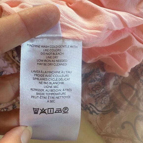 Anthropologie Cady Tiered Pink Paisley Dress Bohemian Mock Neck Ruffled Pullover - Picture 11 of 13